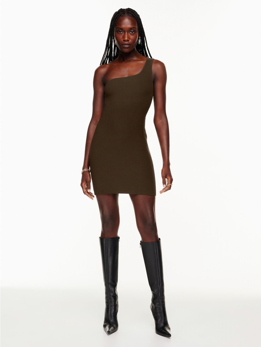 Aritzia babaton Sculpt Knit One-Shoulder Dress